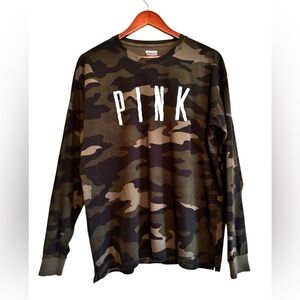 Pink by Victoria Secret camo tshirt women’s size large